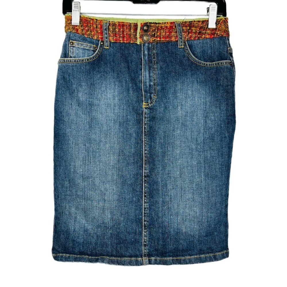 Vintage Betty Barlay Denim Pencil Midi Skirt Women Size 4
